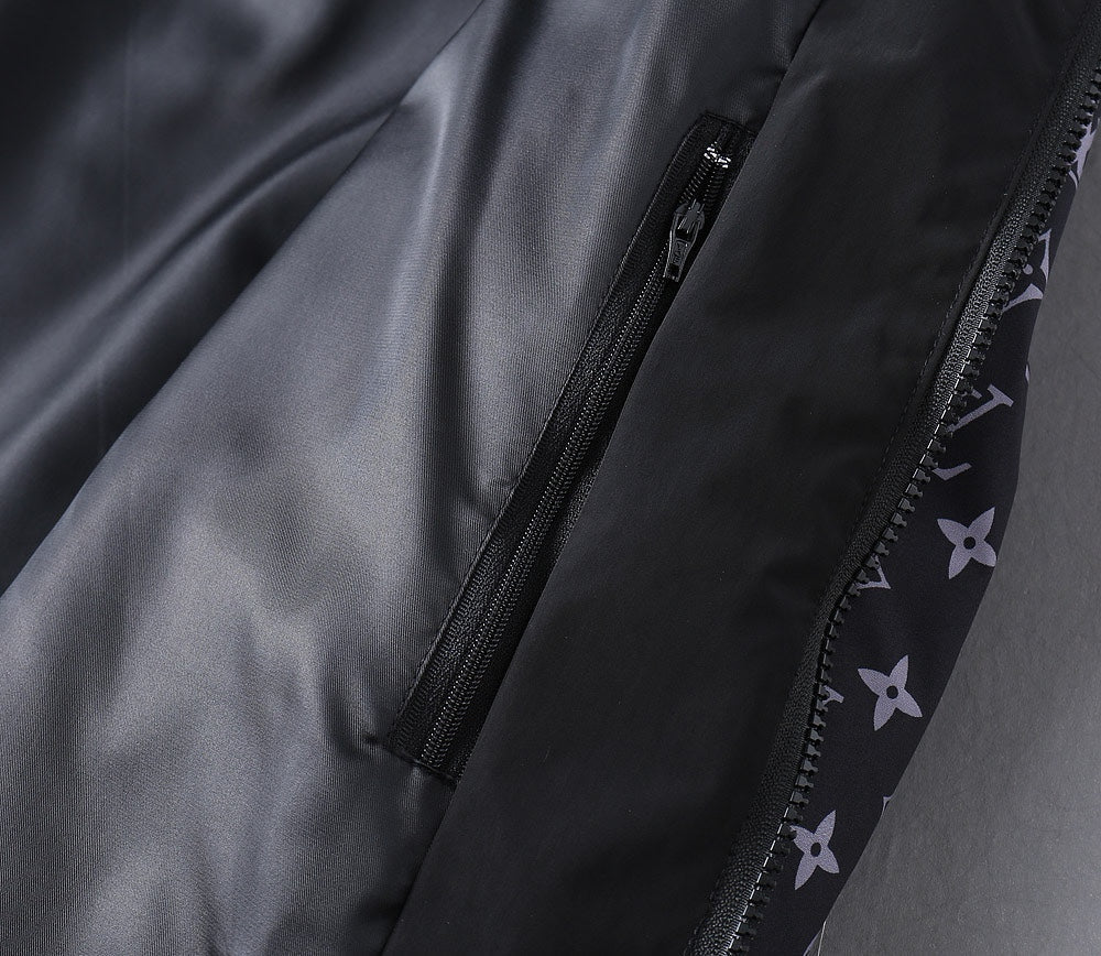 LOUIS VUITTON LV HOODED JACKET NAVY BLUE MONOGRAM AND BLACK 239169