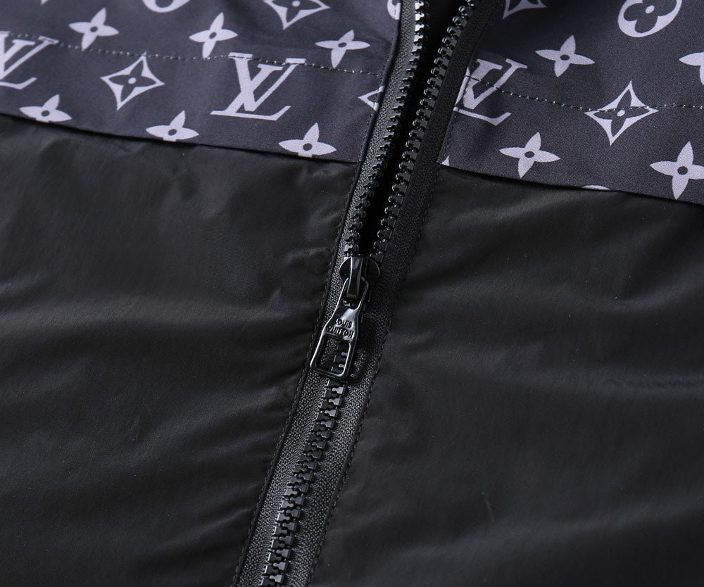 LOUIS VUITTON LV HOODED JACKET NAVY BLUE MONOGRAM AND BLACK 239169