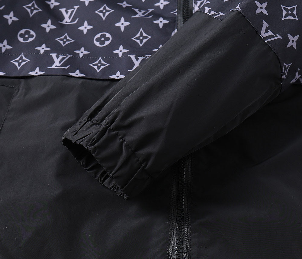 LOUIS VUITTON LV HOODED JACKET NAVY BLUE MONOGRAM AND BLACK 239169
