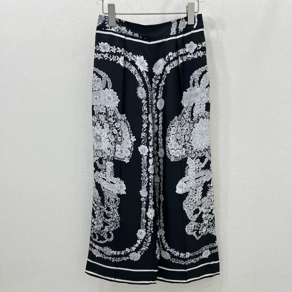 HERMES PRINTED SILK WIDE-LEG PANTS 269259