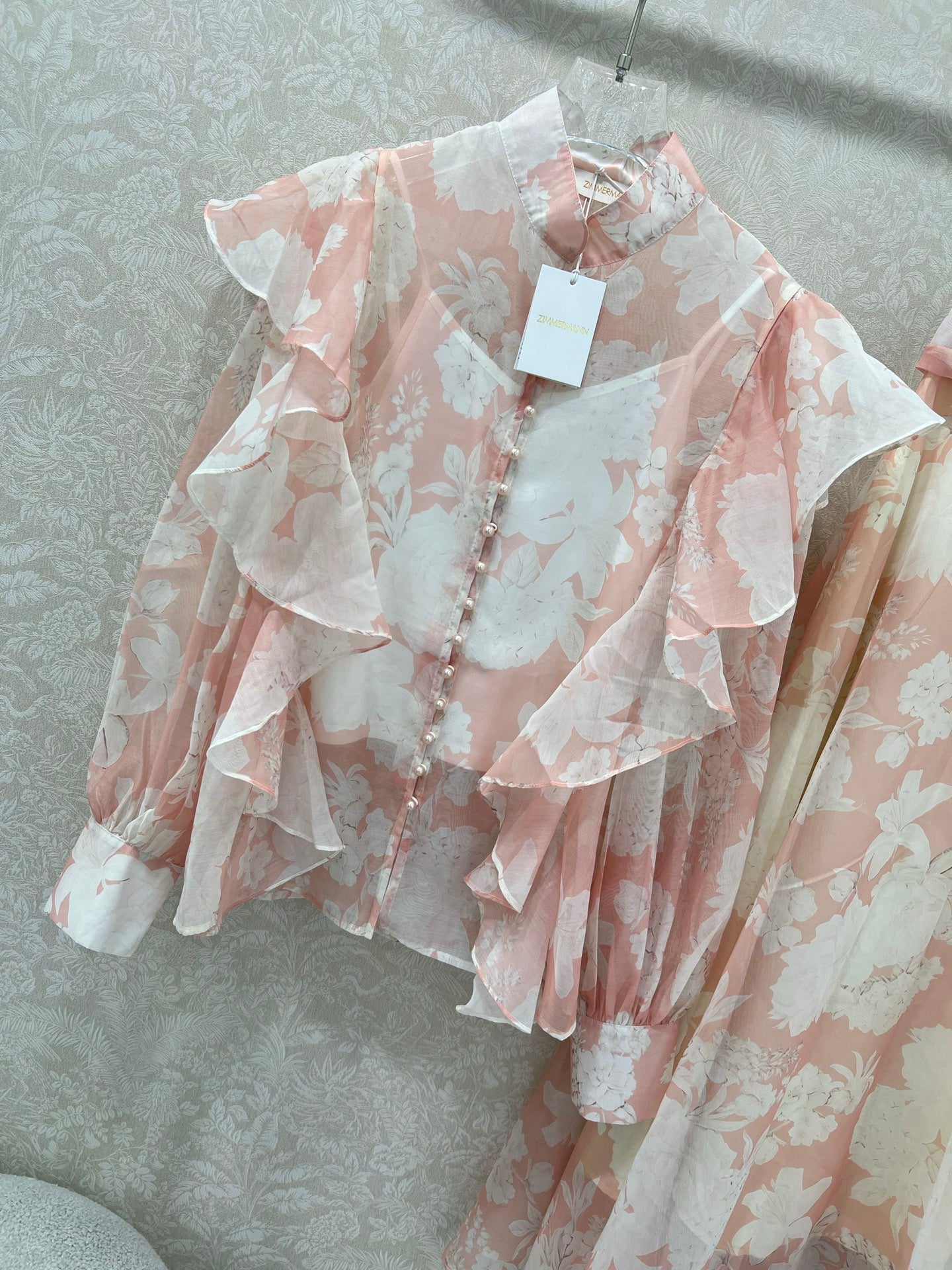 ZIMMER FLORAL PRINTED PINK CHIFFON SET 269185