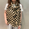 LOUIS VUITTON DAMIER SCARF 200 CM IN BLACK MIX TAN BEIGE CASHMERE 388194