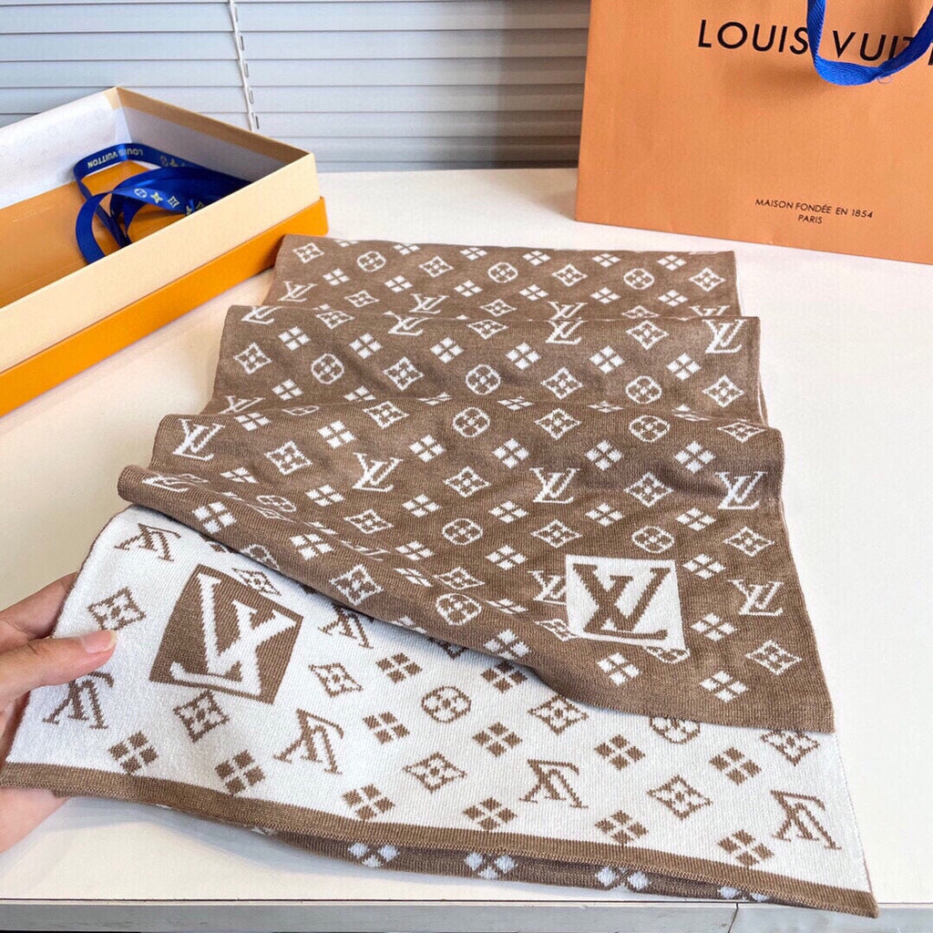 LOUIS VUITTON AMAZINGRAM SCARF 200 CM IN CAMEL BEIGE WOOL AND SILK 396530