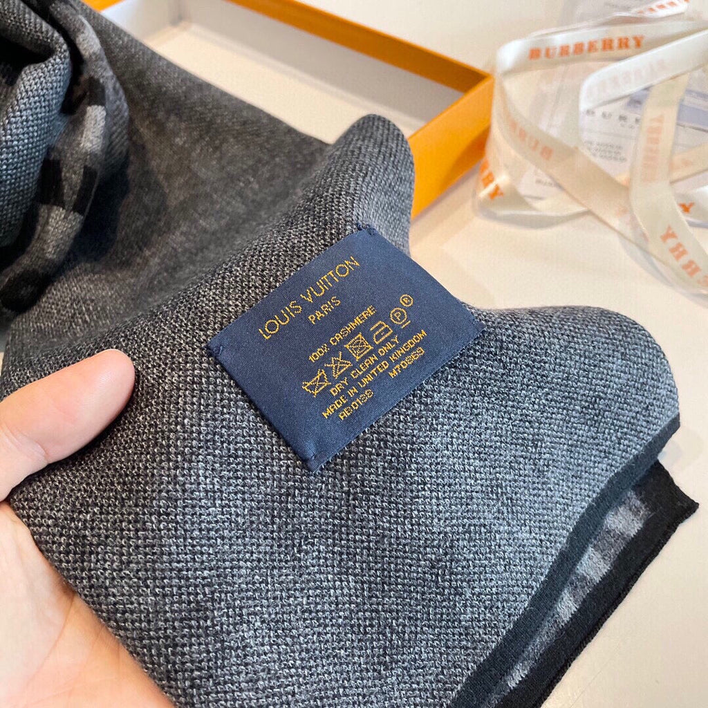 LOUIS VUITTON SCARF 180 CM IN SHADOW GRAY CASHMERE 398518