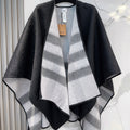 WOOL CAPE 140 CM BLACK AND LIGHT GRAY 394535