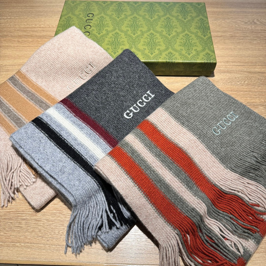 GUCCI SCARF 180 CM COLORFUL KNIT WOOL 401254