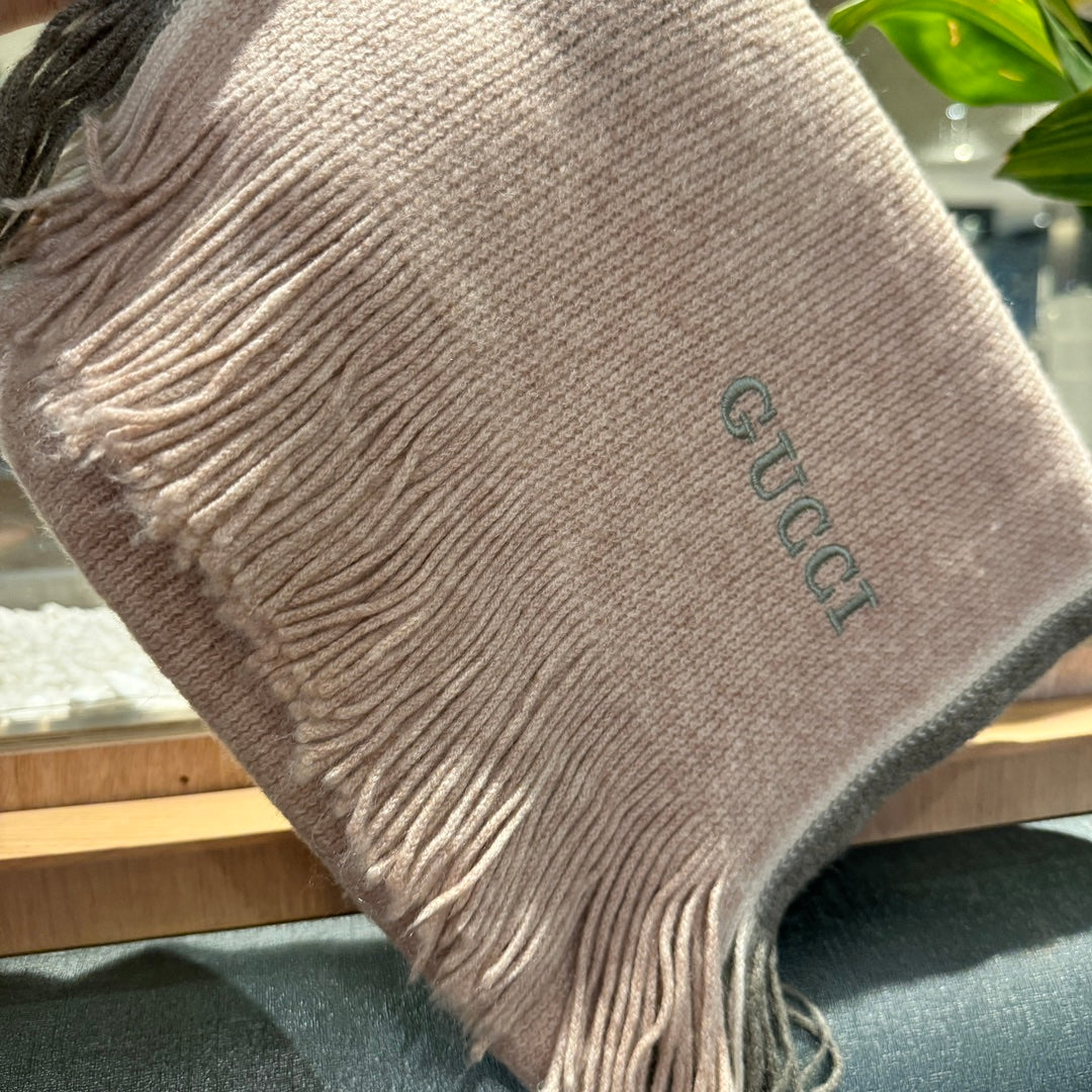GUCCI SCARF 180 CM IN PALE PINK MIX GRAY WOOL 403967