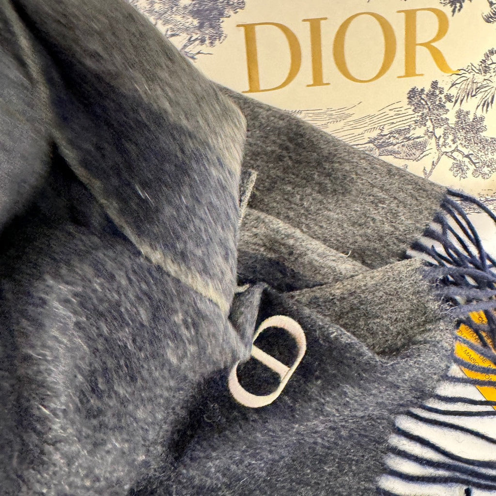 DIOR SCARF 180 CM IN NAVY BLUE CASHMERE AND WOOL 408839