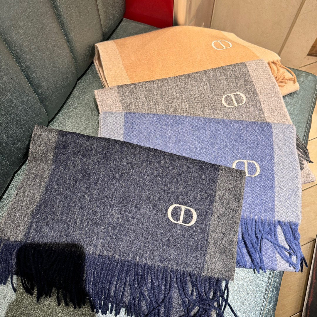 DIOR SCARF 180 CM IN MOUSE GRAY CASHMERE AND WOOL 408840