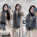 DIOR SCARF 180 CM IN MOUSE GRAY CASHMERE AND WOOL 408840