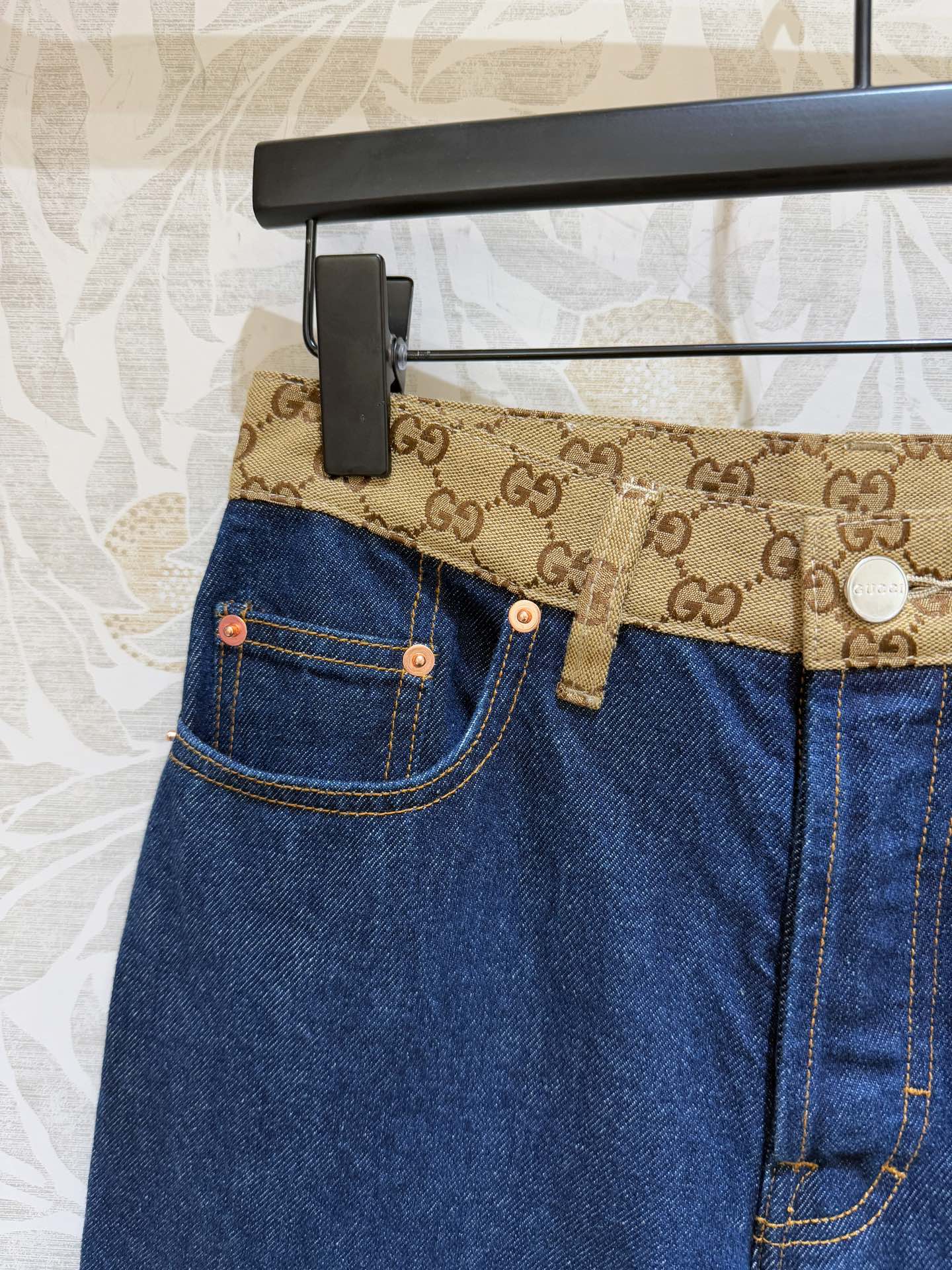GUCCI Gucci Old Flower Waist Jeans Blue Cotton
