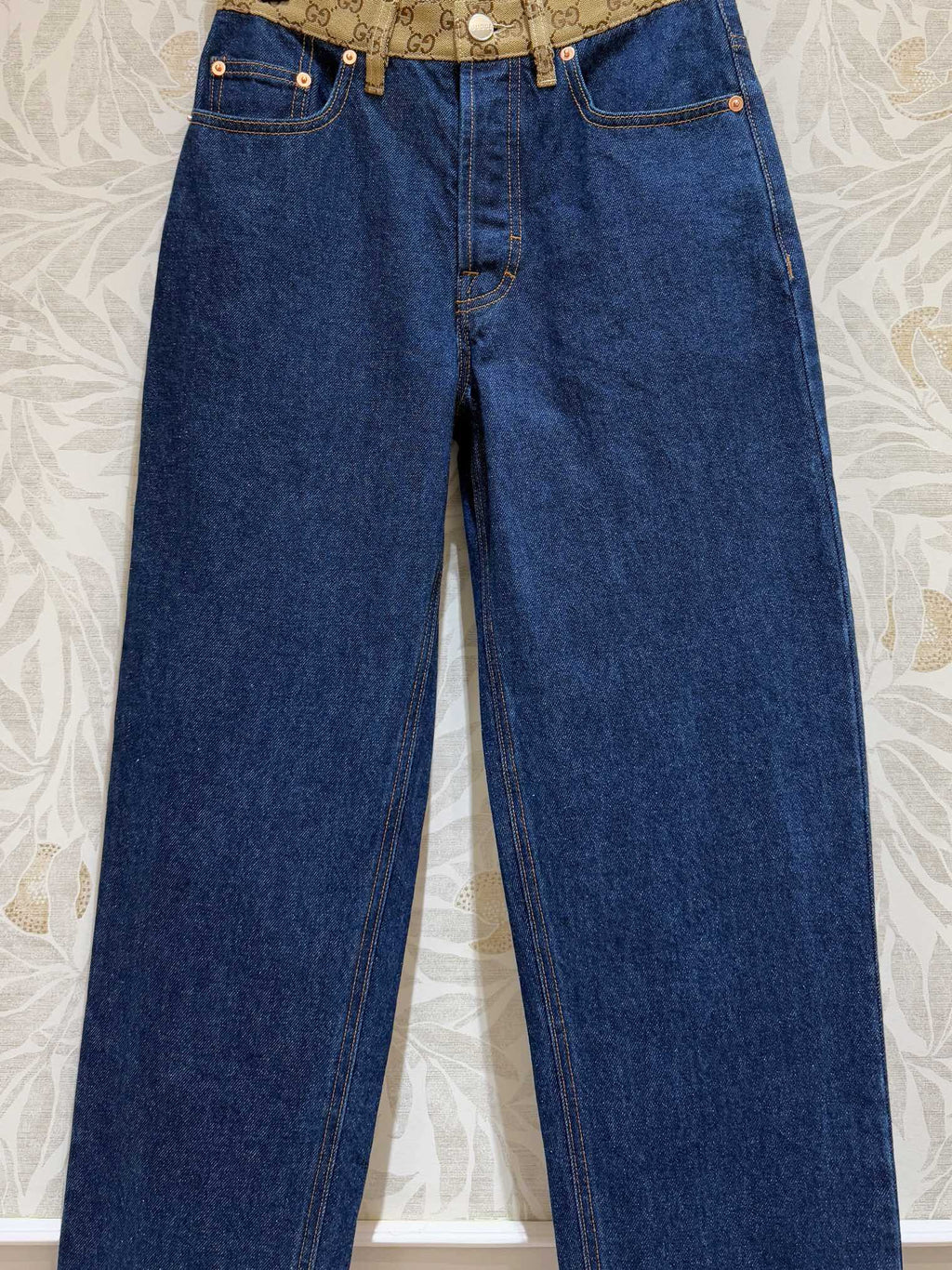 GUCCI Gucci Old Flower Waist Jeans Blue Cotton