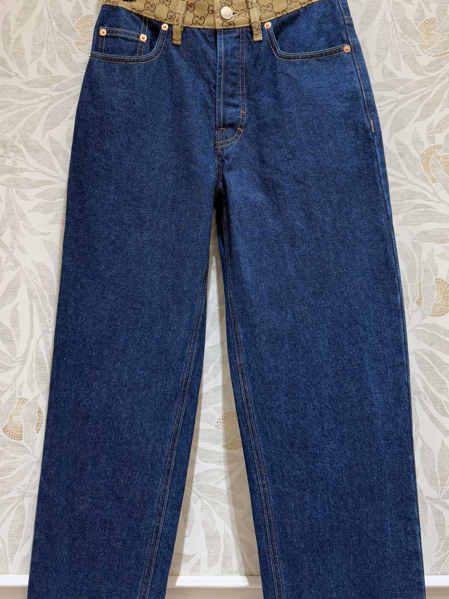 GUCCI Gucci Old Flower Waist Jeans Blue Cotton