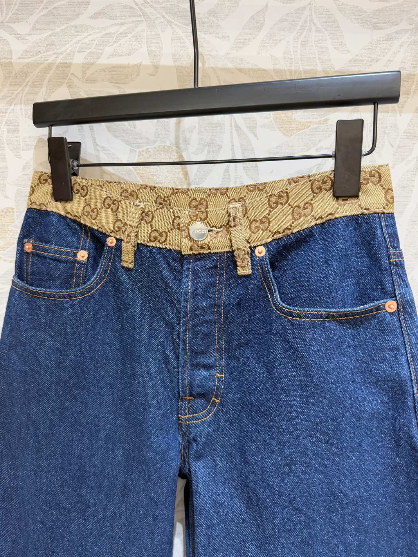 GUCCI Gucci Old Flower Waist Jeans Blue Cotton