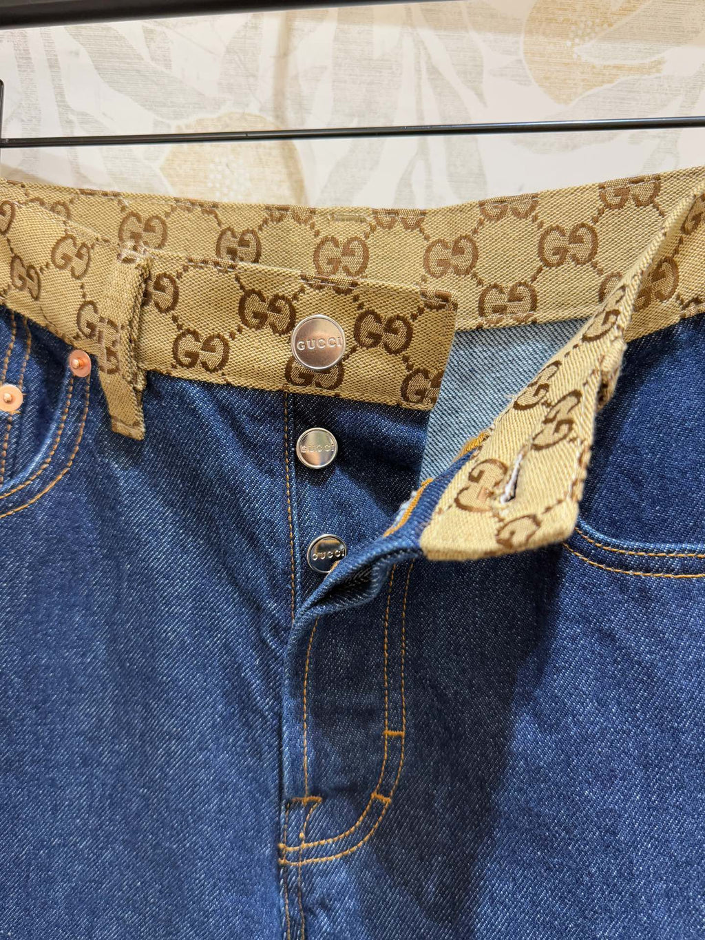 GUCCI Gucci Old Flower Waist Jeans Blue Cotton