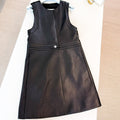 HERMES HERMES 25S LEATHER-BUCKLE WAIST VEST DRESS 120