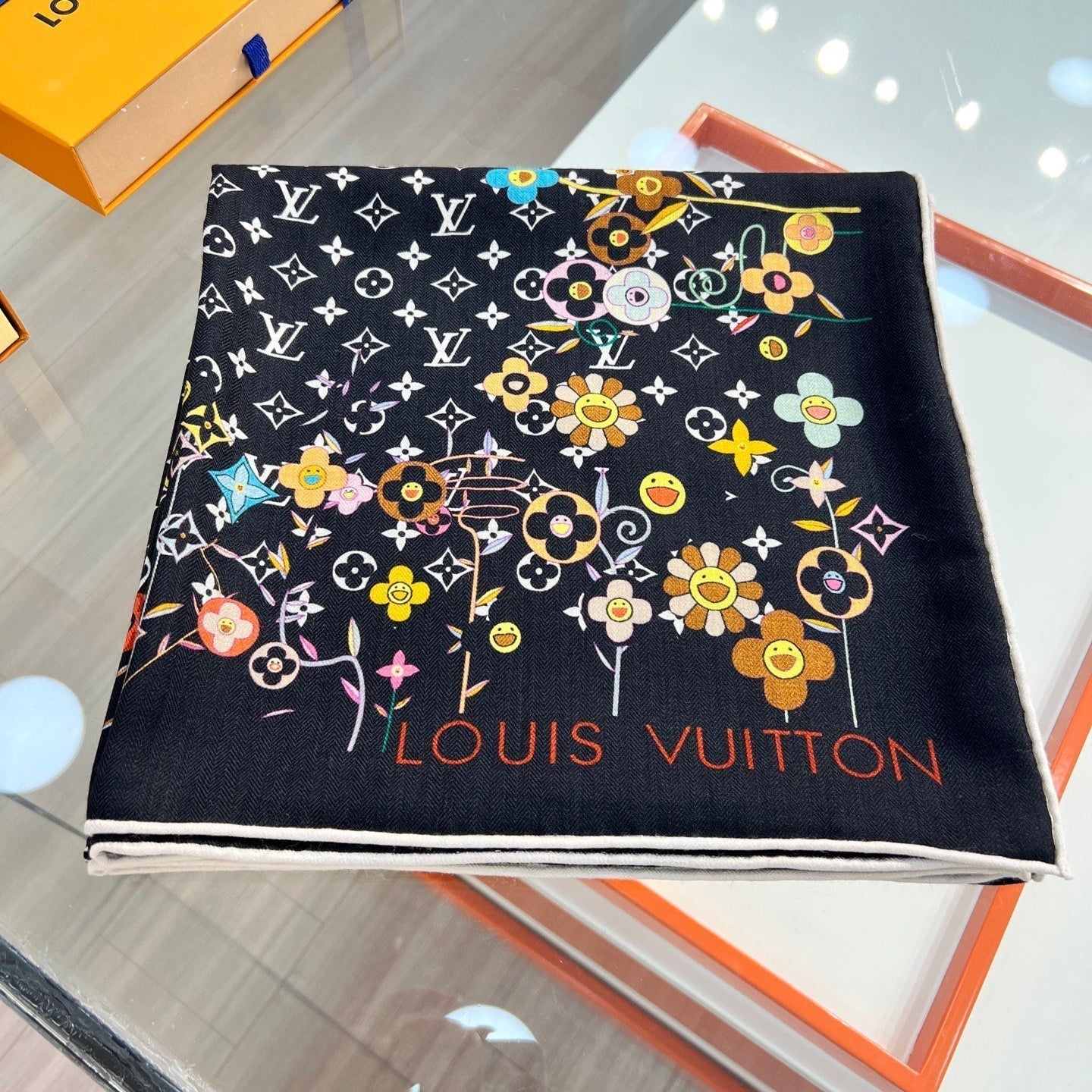 LOUIS VUITTON LV SCARF 135 CM IN WOOL MIX SILK 715459