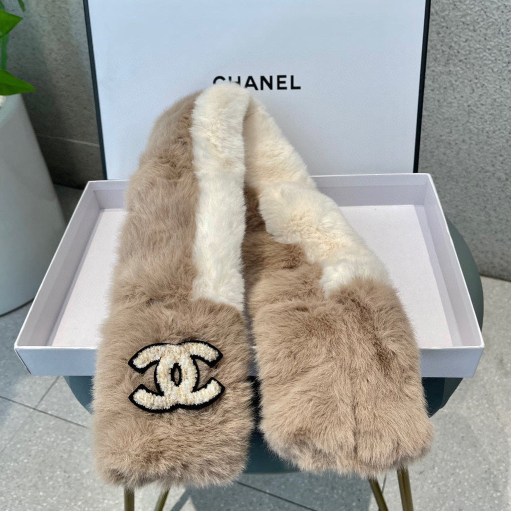 CHANEL SCARF IN MEDIUM BROWN RABBIT FUR 397446