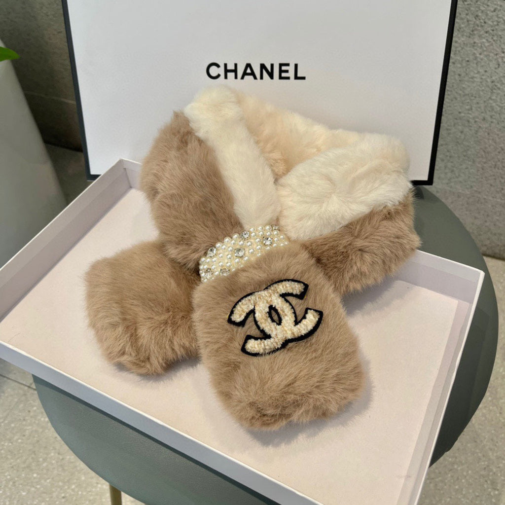 CHANEL SCARF IN MEDIUM BROWN RABBIT FUR 397446