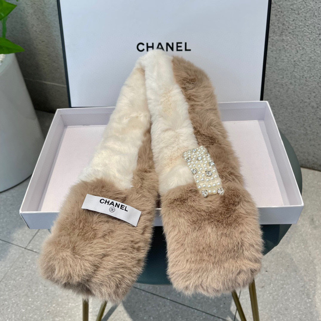 CHANEL SCARF IN MEDIUM BROWN RABBIT FUR 397446