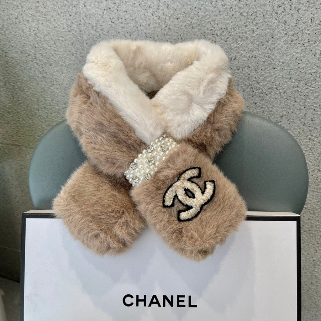 CHANEL SCARF IN MEDIUM BROWN RABBIT FUR 397446