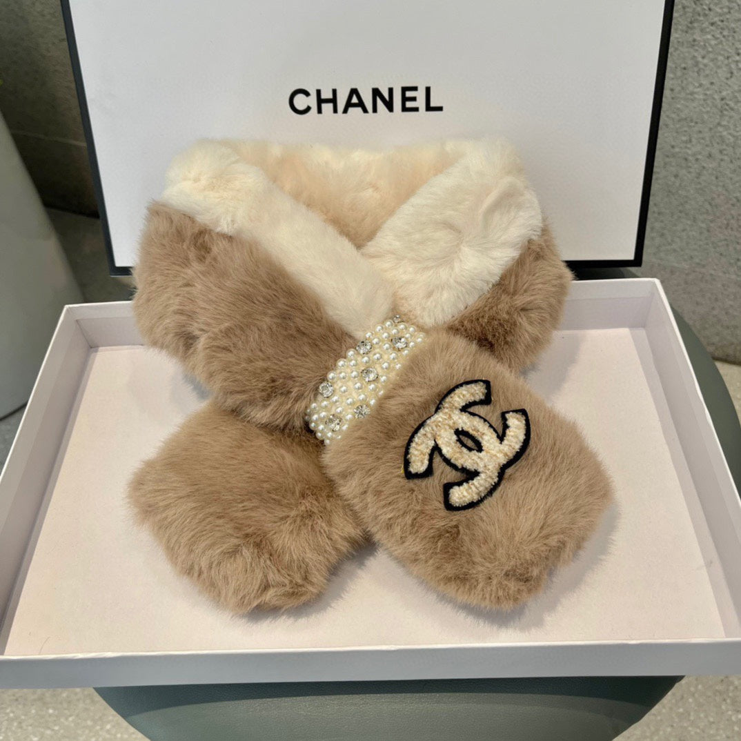 CHANEL SCARF IN MEDIUM BROWN RABBIT FUR 397446