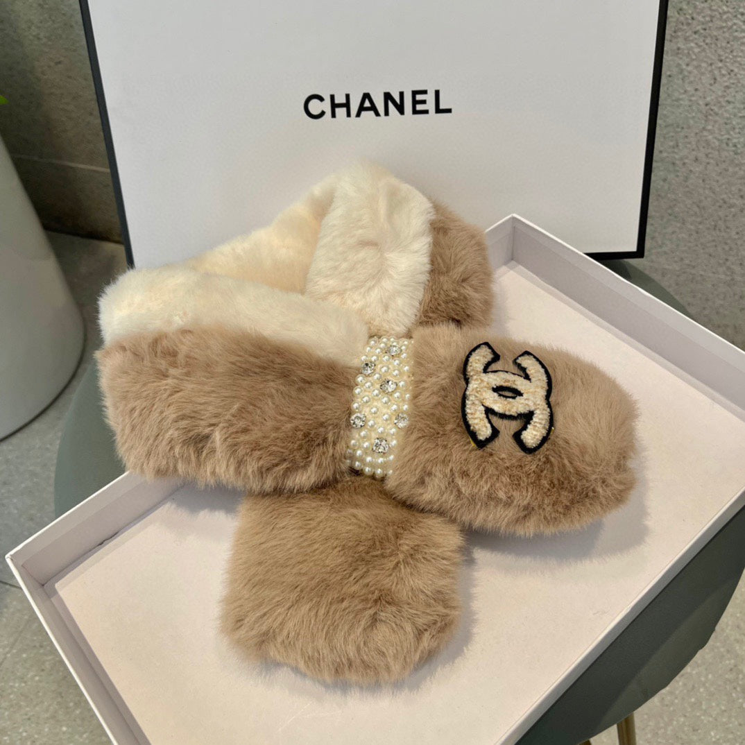CHANEL SCARF IN MEDIUM BROWN RABBIT FUR 397446