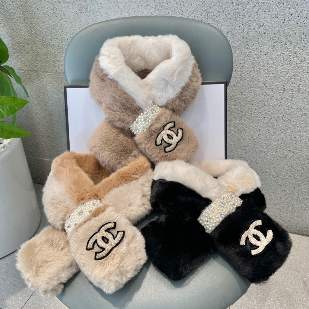 CHANEL SCARF IN MEDIUM BROWN RABBIT FUR 397446