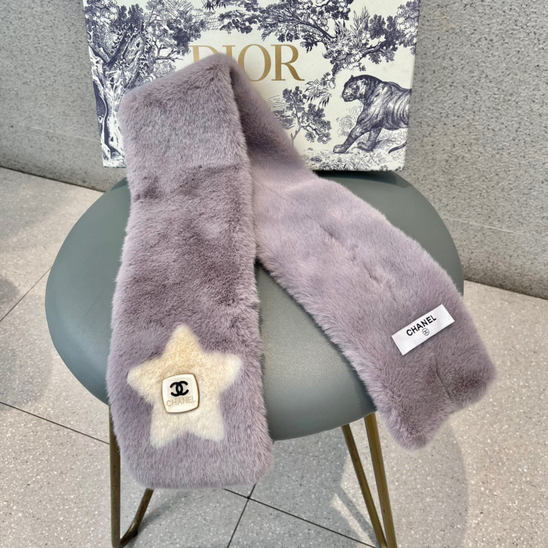 CHANEL SCARF IN HEATHER PURPLE RABBIT FUR 397449