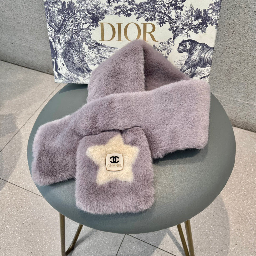 CHANEL SCARF IN HEATHER PURPLE RABBIT FUR 397449