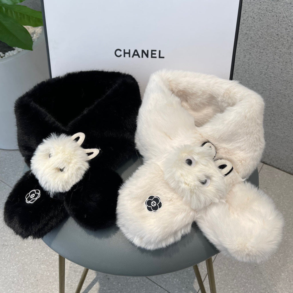 CHANEL SCARF IN BLACK RABBIT FUR 397450