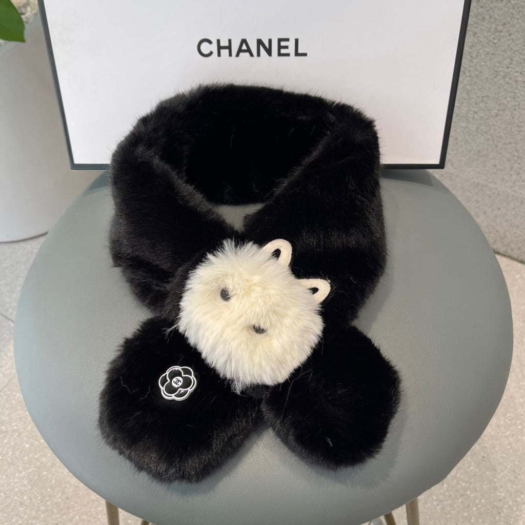 CHANEL SCARF IN BLACK RABBIT FUR 397450