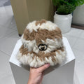GUCCI BUCKET HAT IN MEDIUM BROWN MIX WHITE RABBIT FUR 404638