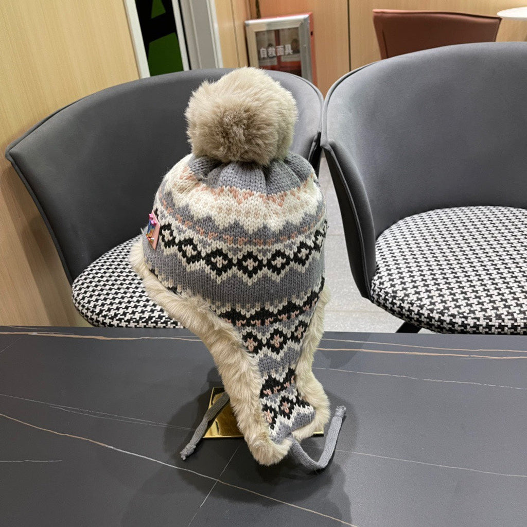 LOUIS VUITTON PLUSH EARMUFFS HAT IN COLORFUL WOOL AND RABBIT FUR 408172