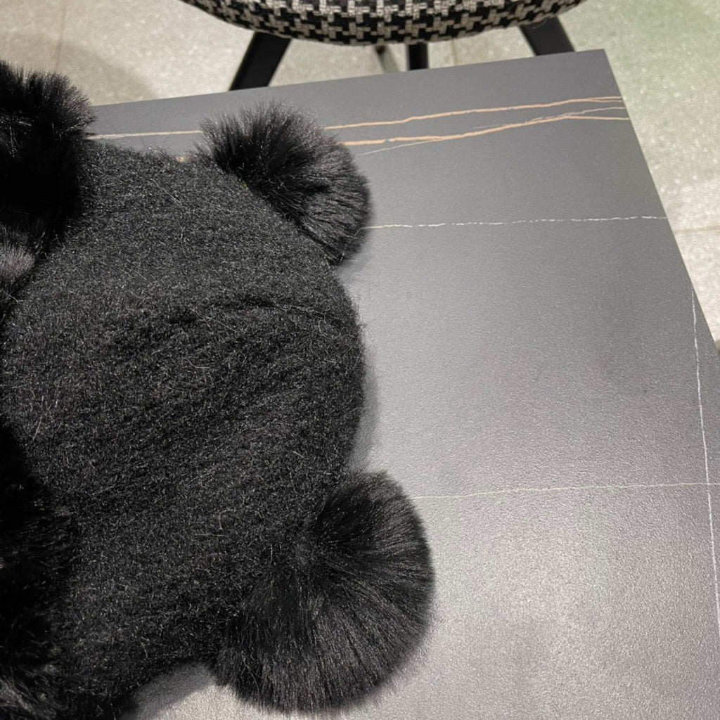 LOUIS VUITTON BEANIE HAT IN BLACK WOOL AND LAMB FUR 427792