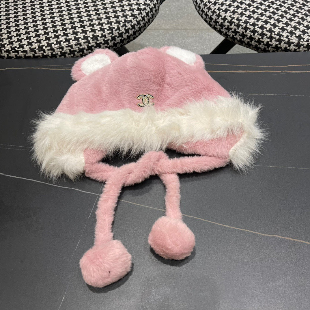CHANEL BEANIE HAT IN BABY PINK FLEECE AND WOOL 433164