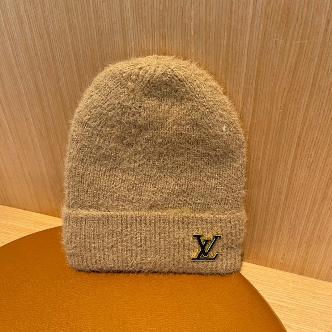 LOUIS VUITTON BEANIE HAT IN LIGHT BROWN WOOL 803044