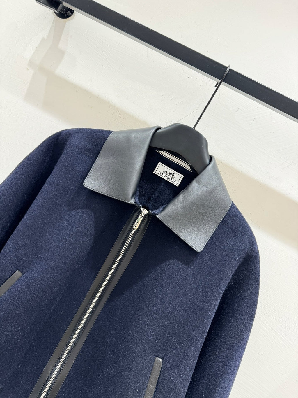 HERMES 25S CASERE COAT WITH SHEARLING COLLAR 251