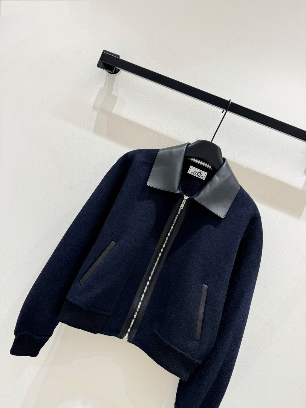 HERMES 25S CASERE COAT WITH SHEARLING COLLAR 251