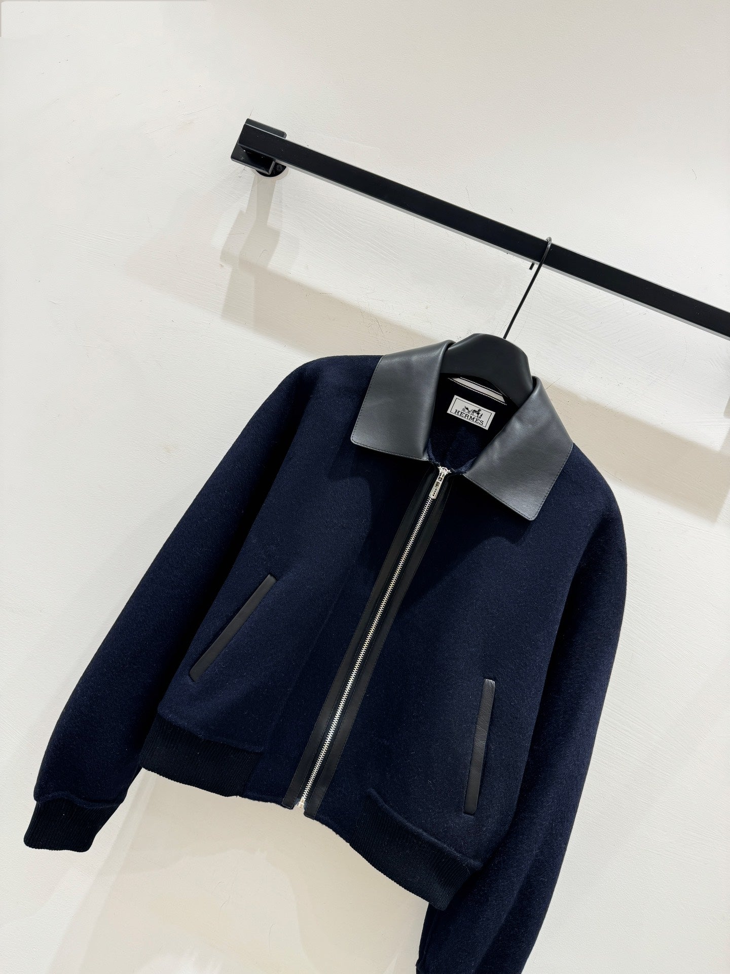 HERMES 25S CASERE COAT WITH SHEARLING COLLAR 251