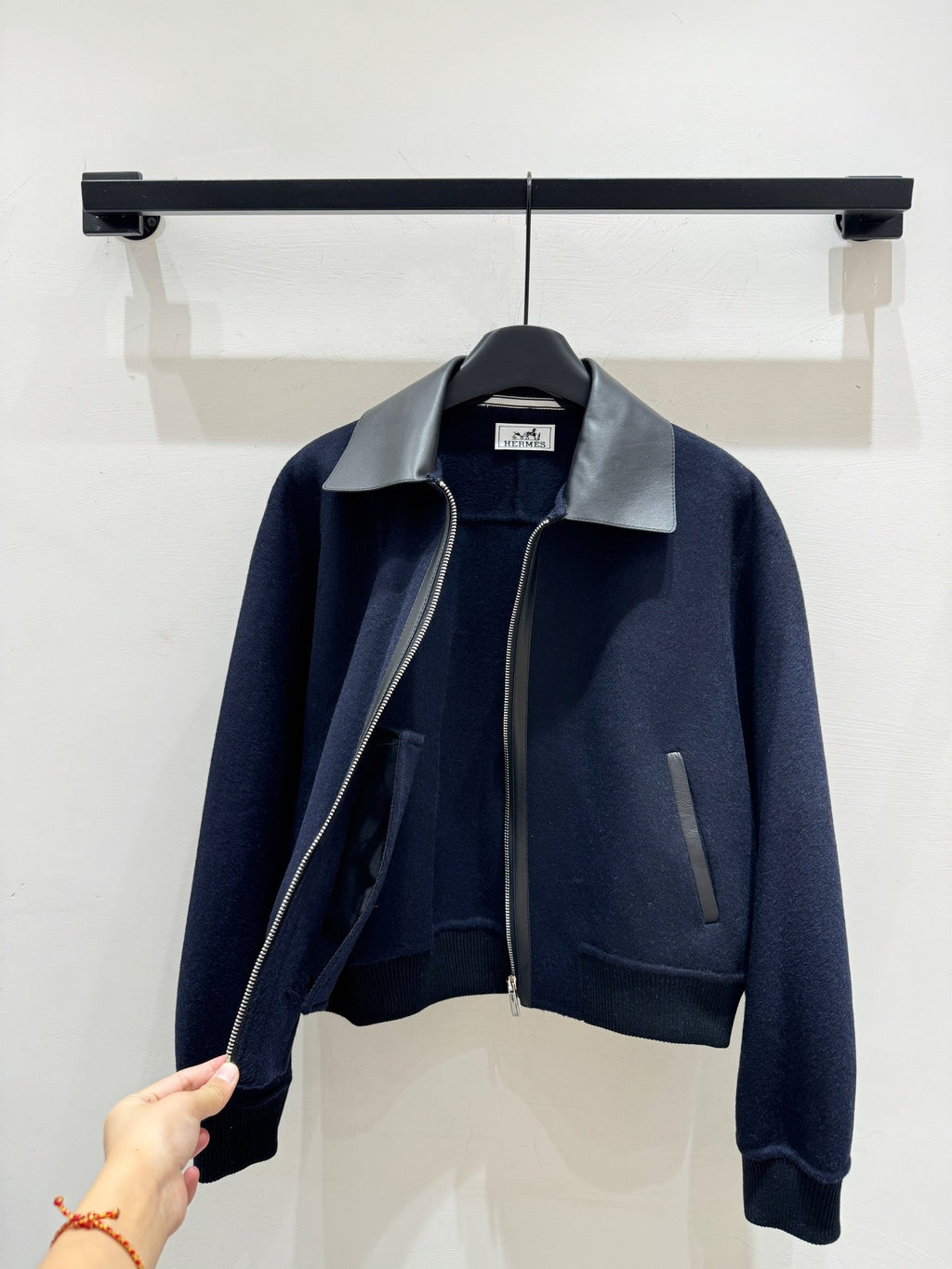 HERMES 25S CASERE COAT WITH SHEARLING COLLAR 251
