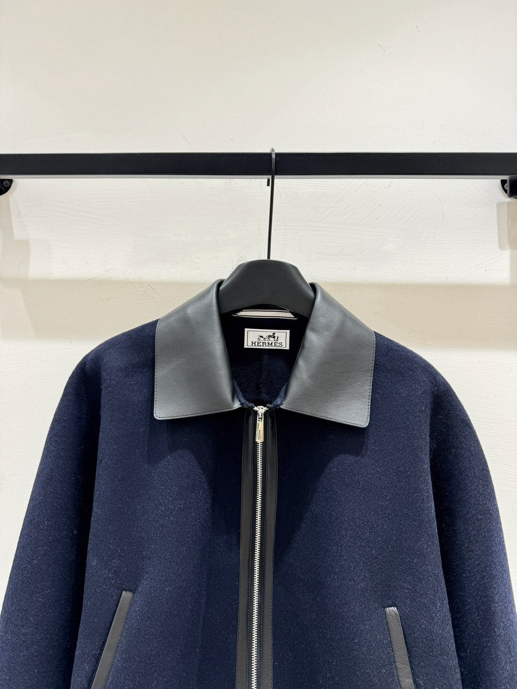 HERMES 25S CASERE COAT WITH SHEARLING COLLAR 251