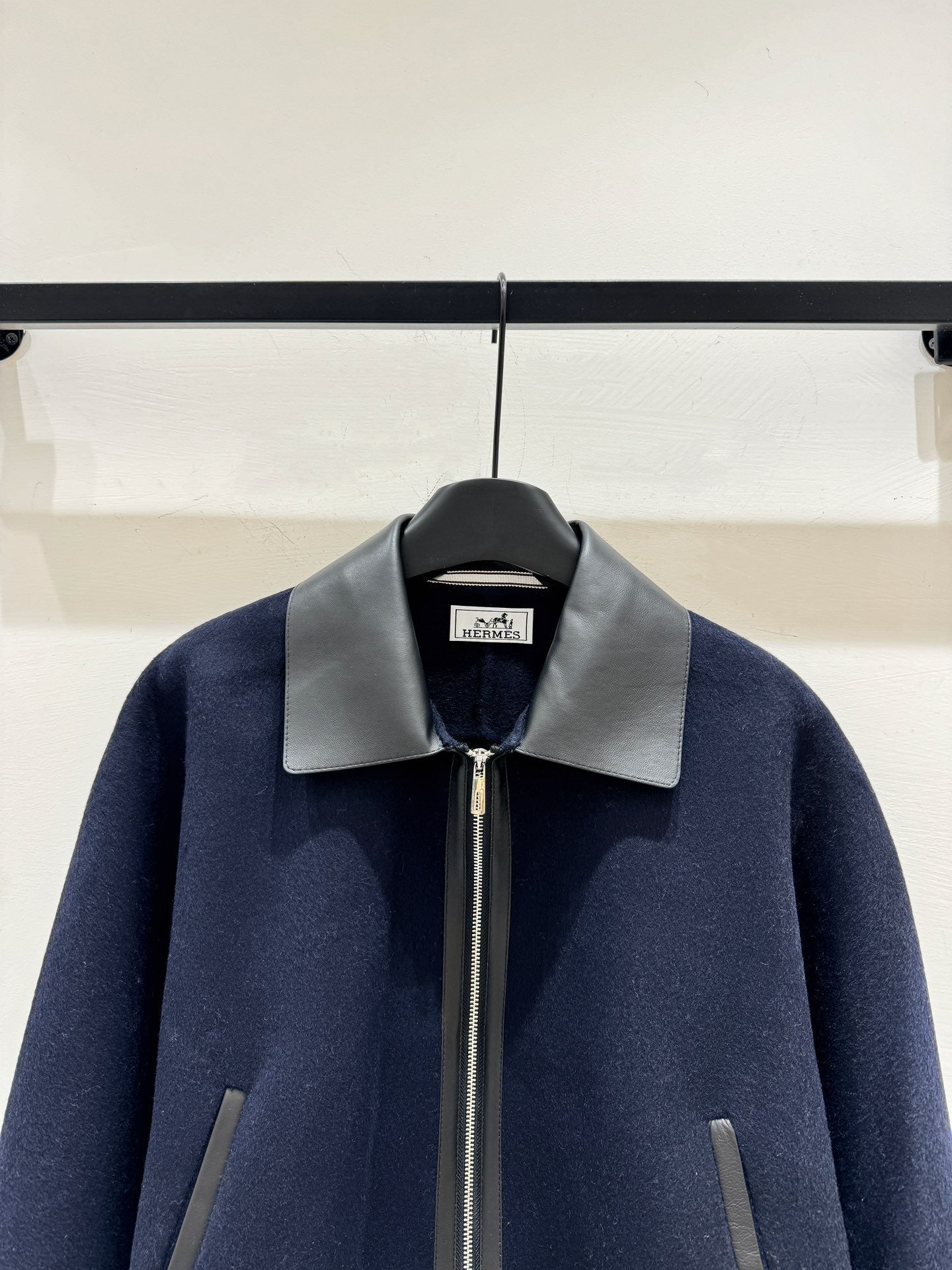 HERMES 25S CASERE COAT WITH SHEARLING COLLAR 251
