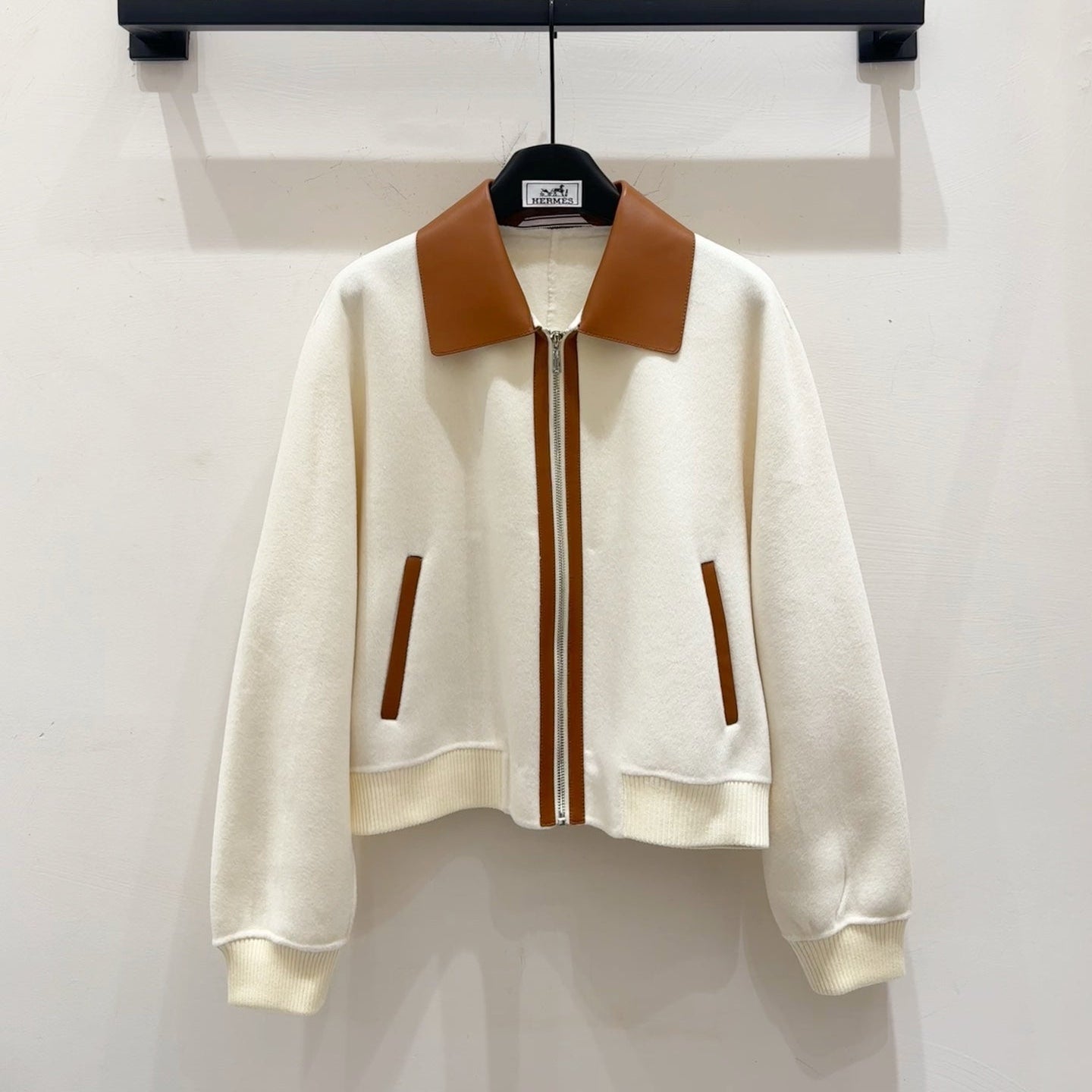HERMES 25S CASERE COAT WITH SHEARLING COLLAR 253