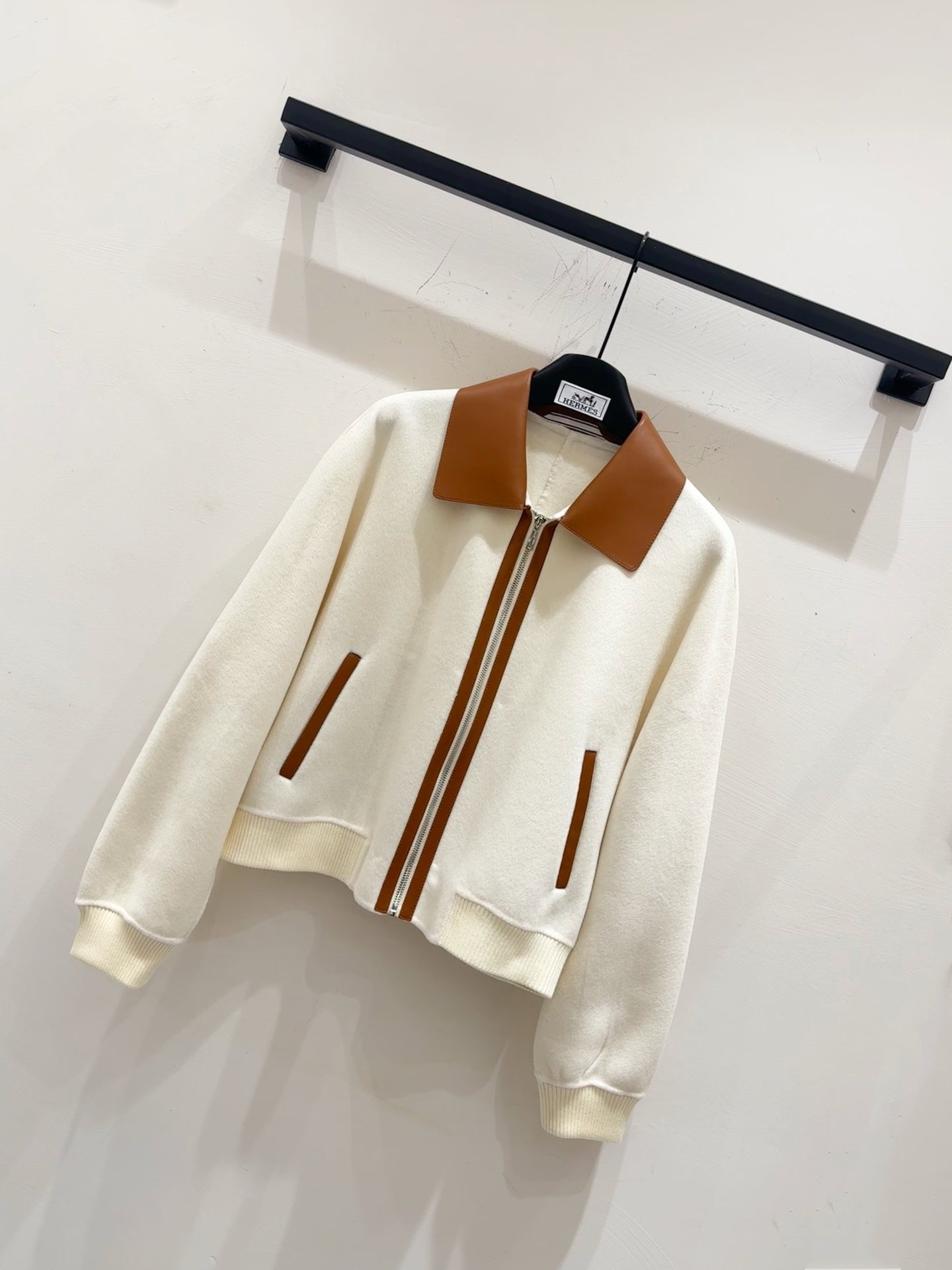 HERMES 25S CASERE COAT WITH SHEARLING COLLAR 253