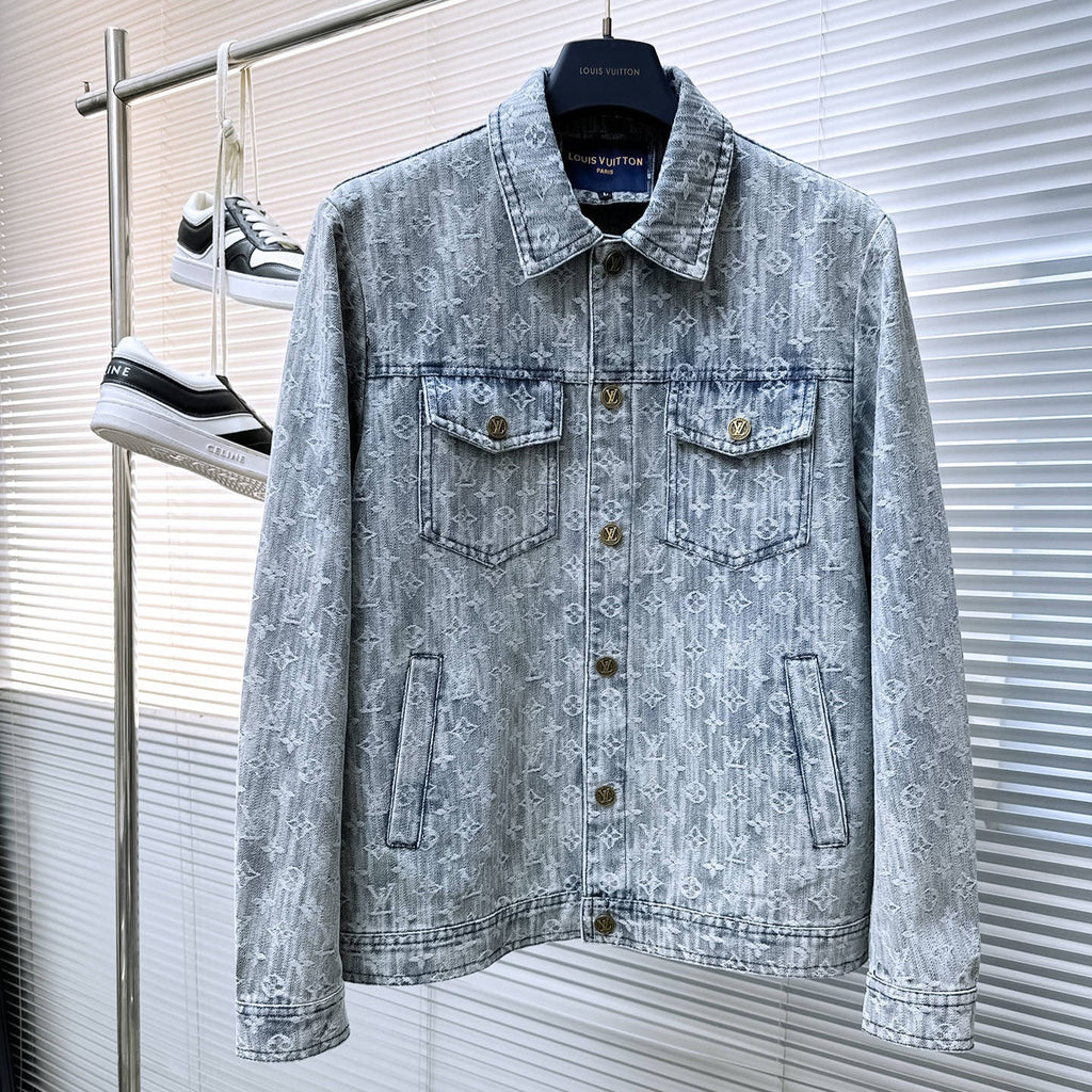 LOUIS VUITTON LV SHIRT JACKET IN WHITE BLUE MONOGRAM DENIM 239126
