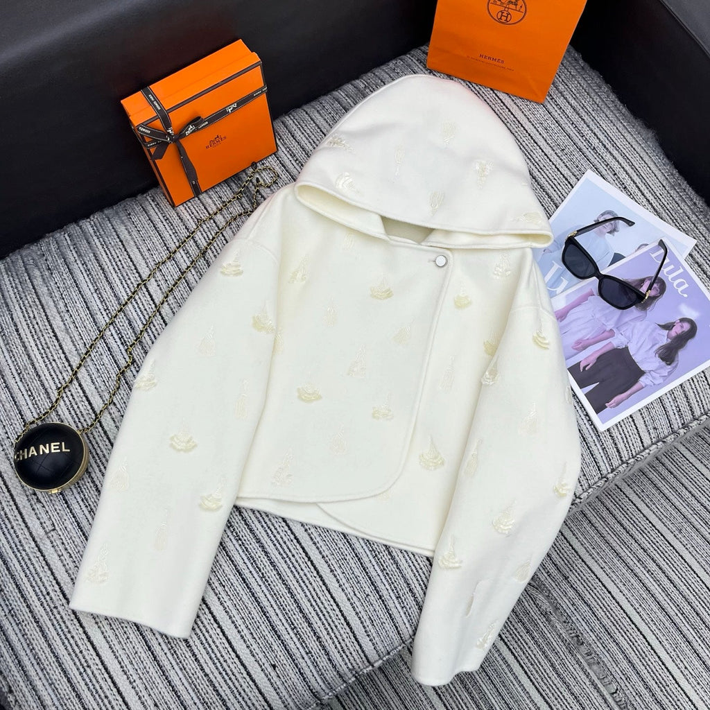 HERMES 25S REVERSIBLE SHORT CASERE HOODED COAT 012