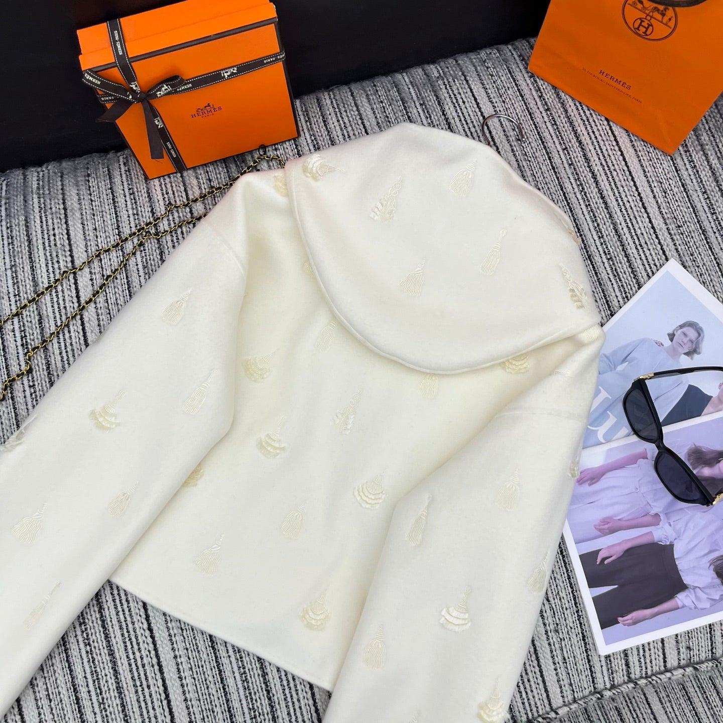 HERMES 25S REVERSIBLE SHORT CASERE HOODED COAT 012