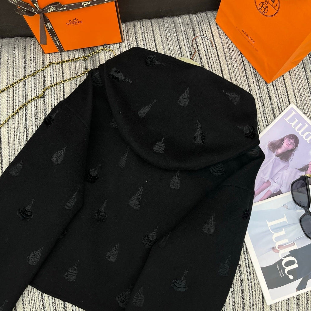 HERMES 25S REVERSIBLE SHORT CASERE HOODED COAT 013