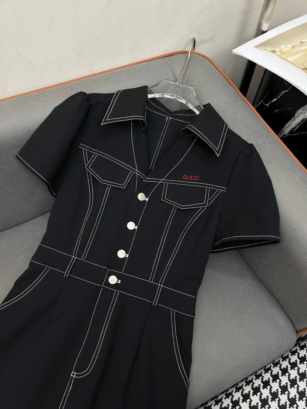 GUCCI LONG SHIRT DRESS IN PAPER DENIM
